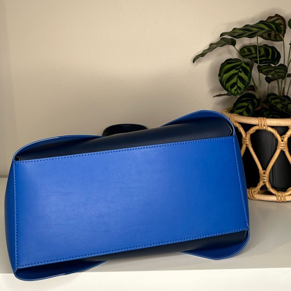 Origami by POMIKAKI Italy Blue Geometric Tote Bag Modern Vegan Leather Handbag - Picture 11 of 11